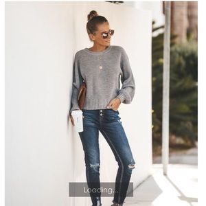 Lafayette knit sweater-heather gray NWT Med